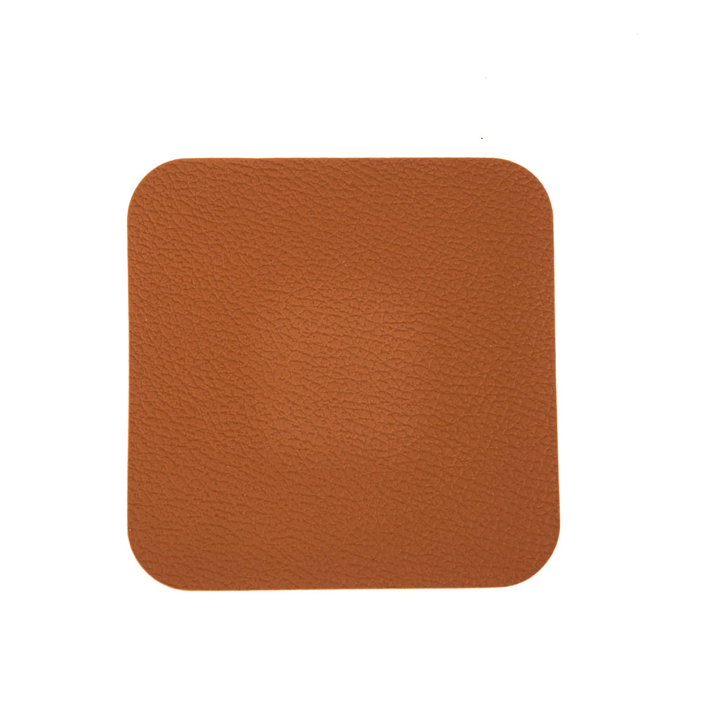 Jay Hill Untersetzer - Vegan Leder - Schwarz / Cognac - beidseitig - 10 x 10 cm - 6 Stück