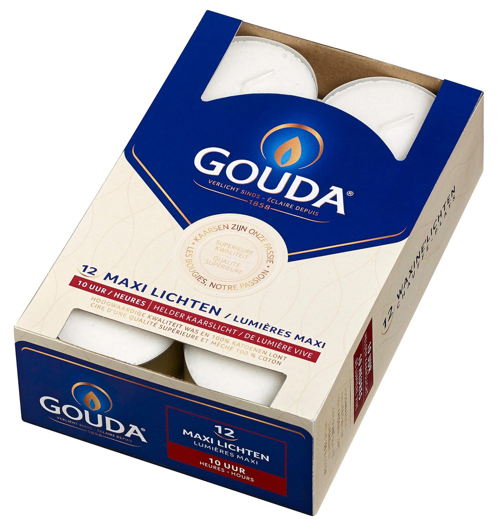 Gouda Wachskerzen Weiß - 12 Stück