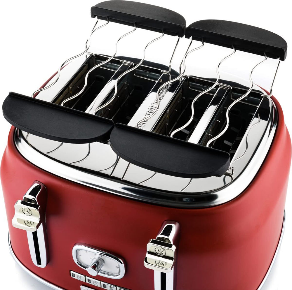 Westinghouse Retro Wasserkocher + Toaster mit 4 Schlitzen + Mixer - Rot