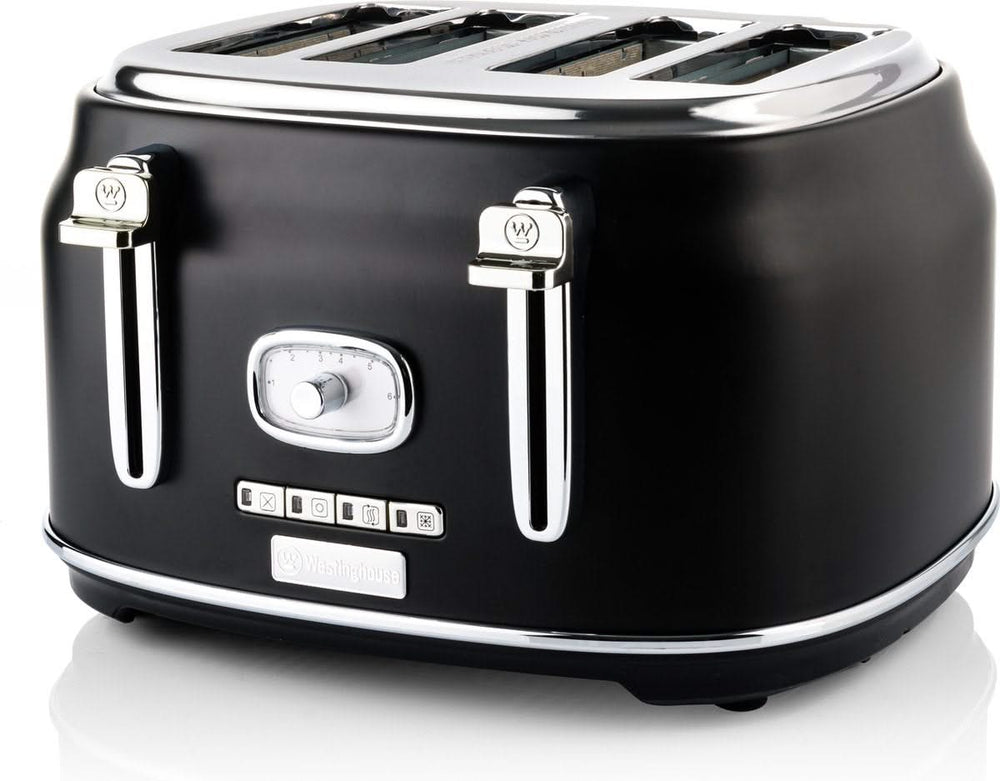 Westinghouse Retro Wasserkocher + Toaster 4 Schlitze + Stabmixer - Schwarz