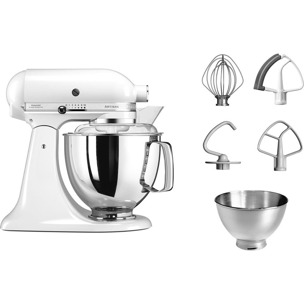 KitchenAid Küchenmaschine Artisan - kippbarer Kopf - weiß - 4.8 Liter - 5KSM175PSEWH