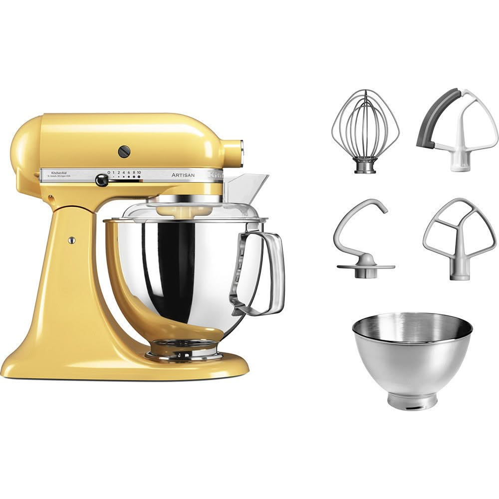 KitchenAid Küchenmaschine Artisan - kippbarer Kopf - Pastellgelb - 4.8 Liter - 5KSM175PSEMY