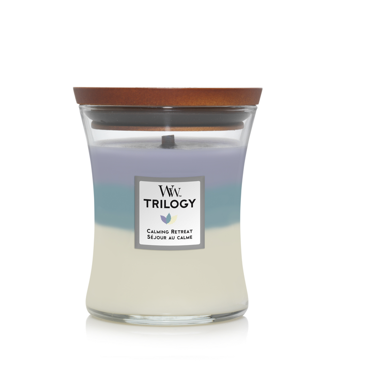 WoodWick Duftkerze Medium Trilogy Calming Retreat - 11 cm / ø 10 cm