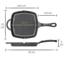 Blackwell Gusseisen-Pfannenset – Ohne Antihaftbeschichtung, 2-teilig – Bratpfanne ø 25 cm &amp; Gusseisen – 23 x 23 cm