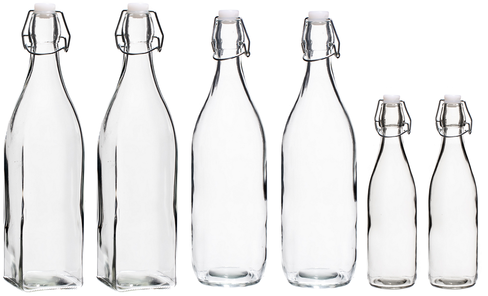 Cookinglife Swing Bottles Set - Transparent - 500 ml &amp; 1 Liter - 6 Stück