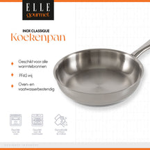 ELLE Gourmet Classique Koekenpan - Ø 20 cm  - Zonder anti-aanbaklaag - RVS