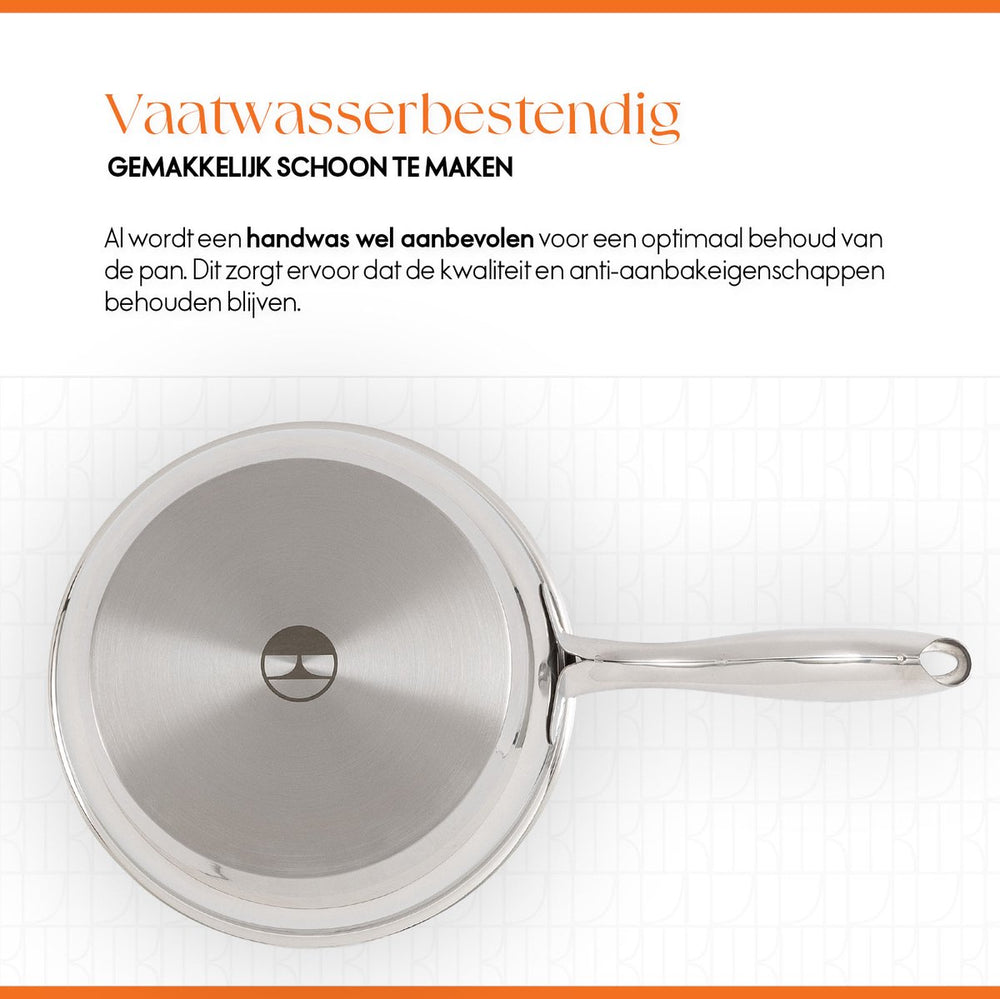 ELLE Gourmet Classique Koekenpan - Ø 20 cm  - Zonder anti-aanbaklaag - RVS