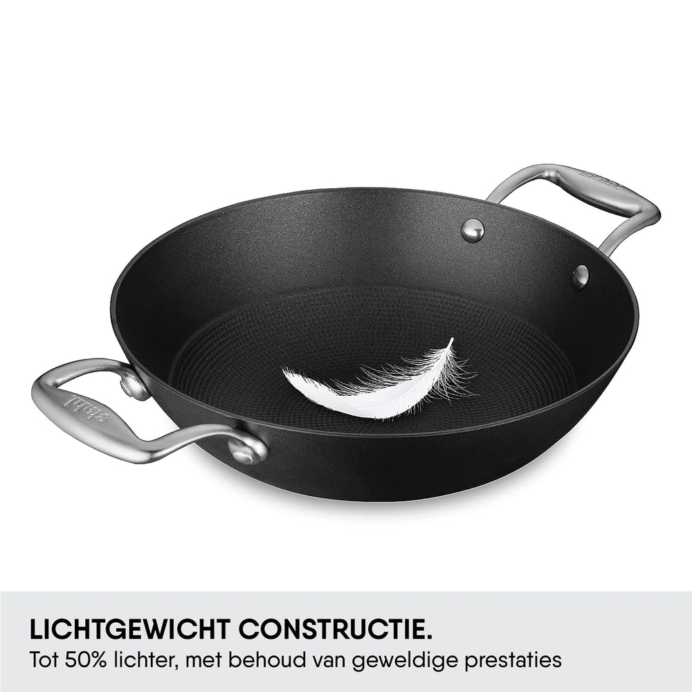 Stahl Cookware Wokpfanne Gusseisen Leicht – 24 cm – Auch für Induktion geeignet